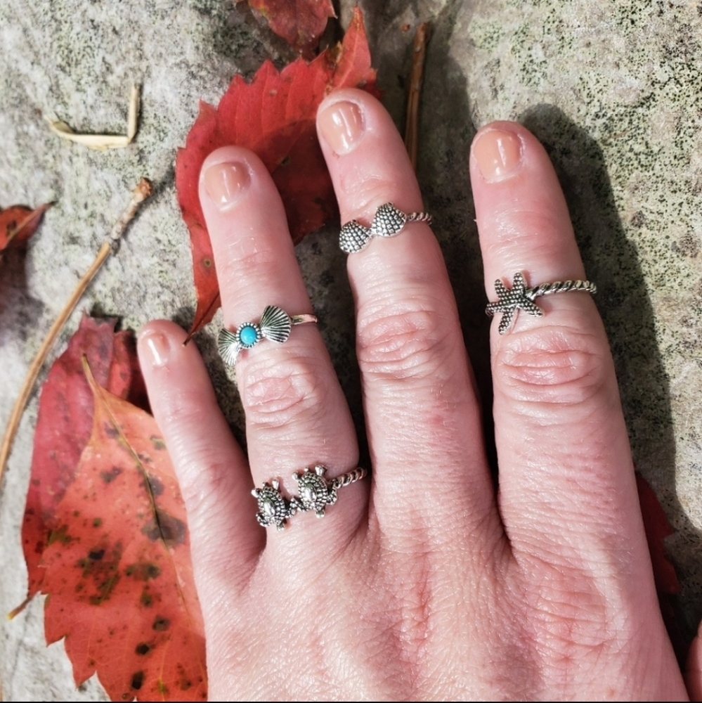Under The Sea Golden Coast Midi Ring, 4 Piece Set - Picture 2 of 10
